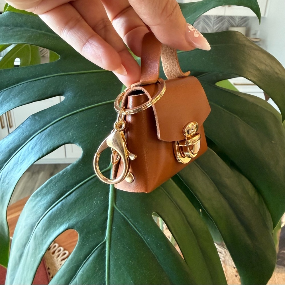 Brown Mini coin purse bag tote keychain - Picture 5 of 5